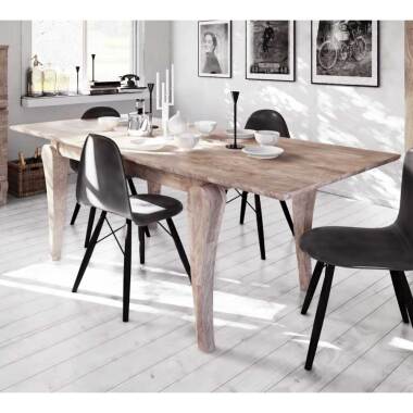 Ausziehbarer Holztisch & Design Esstisch aus Eiche Massivholz weiß geölt