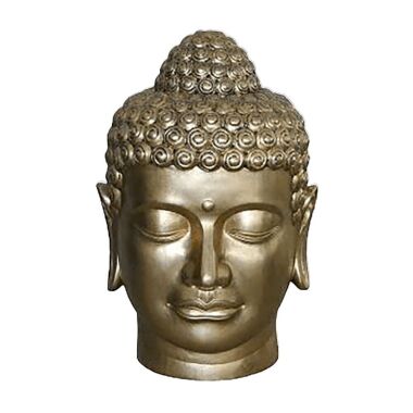 Buddha Kopf Deko aus Polystone Gold Indoor