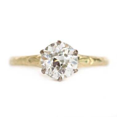 Ca. 1910 Edwardian 18K Gelbgold & Platin Gia Zertifiziert 1, 11Ct Diamant