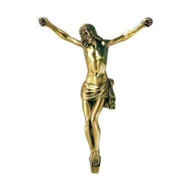 Christuskorpus als Bronzefigur mit Dornenkranz
