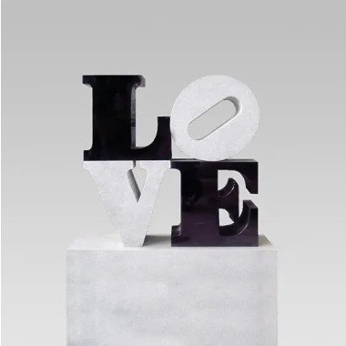 Designergrabstein Doppelgrab modern black white LOVE Love