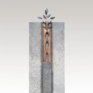Doppelgrabstein aus Marmor & Modernes Doppelgrabmal mit Bronze Blättern