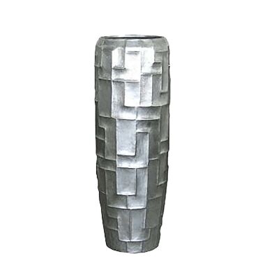 Edle XXL Vase aus Polystone Silber- Indoor