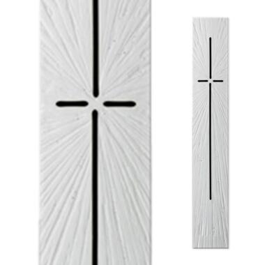 Einzigartige Glasplatte für Grabmale in Weiß mit Kreuz Glasstele S-33 / 17x100
