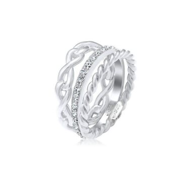 Elli Solitärring Ring Set Infinity Kristalle 925 Silber