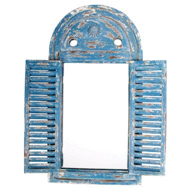 Esschert Design Wandspiegel, Garderobenspiegel im Louvre Stil, verwittertes blau