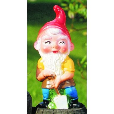 Gartenzwerg mit Spaten Figur Zwerg H 22 cm Dekofigur Gartenfigur aus Kunststoff