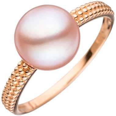 Goldring aus Rotgold & SIGO Damen Ring 585 Gold Rotgold 1 rosa Süßwasser Perle Goldring Perlenring