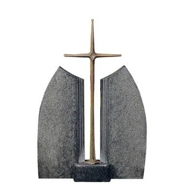 Grabstein Granit Impala mit Bronze Grabkreuz