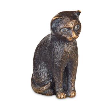 Kleine Katzenskulptur aus Bronze oder Alu