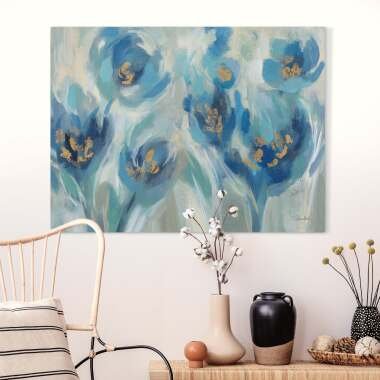 Leinwandbild Blaues Märchen mit Blumen