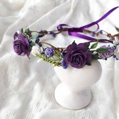 Lila Blumenmädchen Kopfschmuck Lavendel Blumenkrone