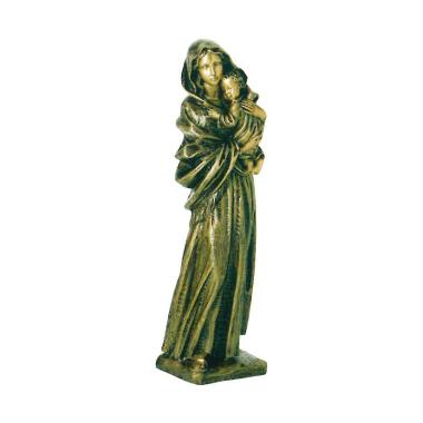 Maria mit Kind im Arm als Grab Bronzeskulptur