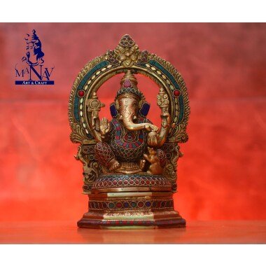 Messing Ganesha Statue, 25 cm Figur, Gott