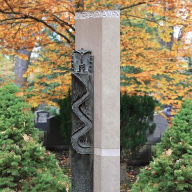 Moderner Grabstein Doppelgrab & Stele Doppelgrab Modern Kalkstein Granit Lebensweg