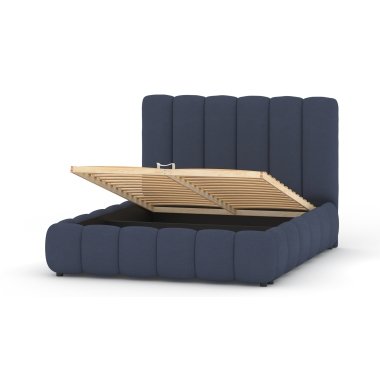 Modernes Bett in Kiefer massiv und HDF 180x200 Blau