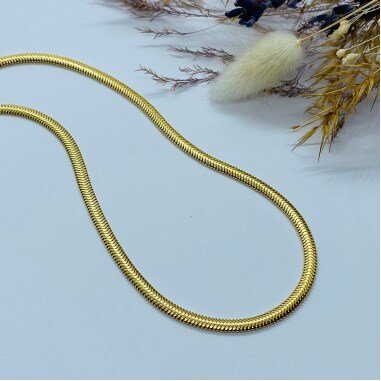 Schlangenkette Vergoldet & 925 Silber Halskette Schlangenkette Flach 3.3mm