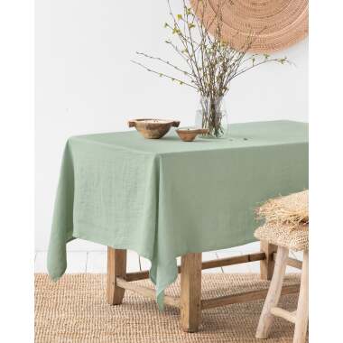Tischdecke aus Leinen, Grün, 100x100 cm