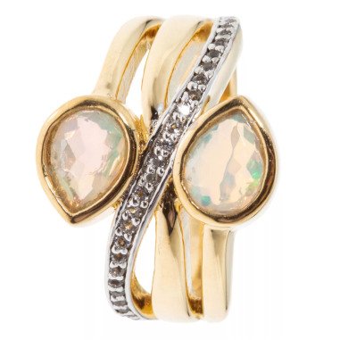 Topas-Ring aus Metall & Croisé-Ring, Afrik. Opal, Topas, Si 925 vergold.  17 x Afrikanischer Opal