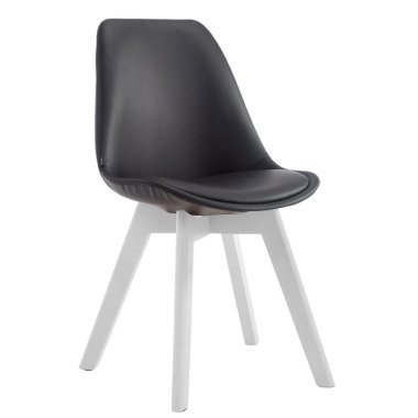 TPFLiving Stuhl Manolo Kunstleder Weiß schwarz Stück