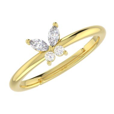 Verstellbarer Schmetterling Ring Mit Zirkonia Steinen Und 18 Karat Vergoldung