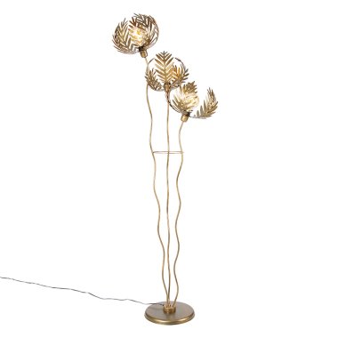 Vintage Stehlampe Gold 3-flammig Botanica Kringel