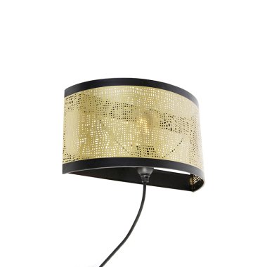 Vintage Wandlampe schwarz mit Messing 30x17
