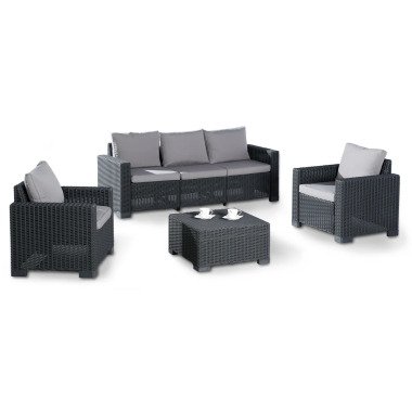 5-Sitzer Lounge-Set Gean aus Polyrattan mit Polster