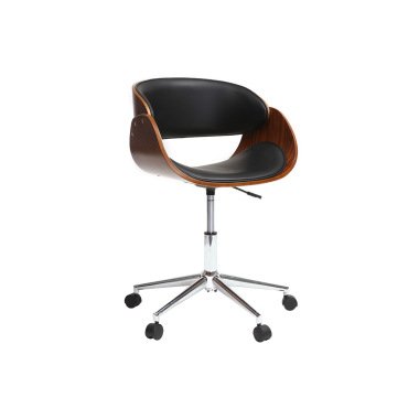 Designbürostuhl aus Holz & Design-Stuhl auf Rollen Schwarz und Nussbaum BENT
