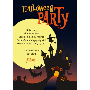Einladung zur Halloween-Party für Kinder Geisterhaus