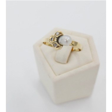 Eleganter Gelbgold Diamant/Perle Damen Ring 585 14K Gr. 55 Us 7