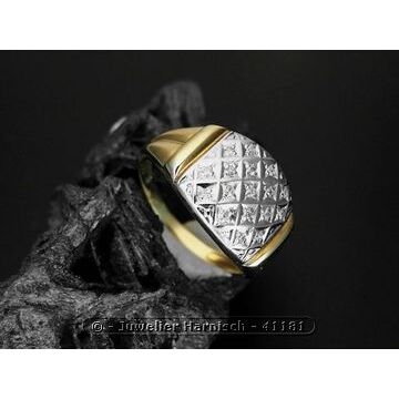Gold Ring Gold 333 Diamant bicolor Rauten Gr. 54