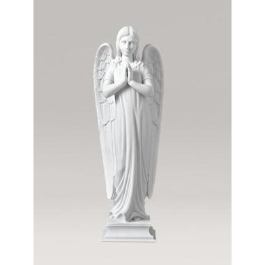 Grabfigur mit Figur & Grabengel Skulptur aus Marmorguss Betender Engel
