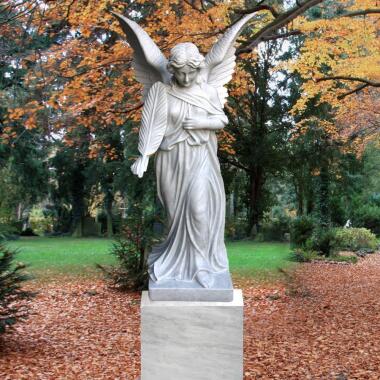 Grabstein aus Marmor aus Naturstein & Grab Engel Figur für Einzelgrab