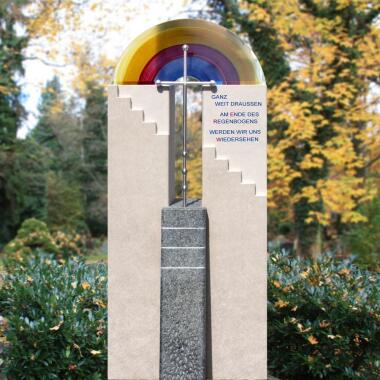 Grabstein für Doppelgrab mit Regenbogen & Mehrfarbiger Doppelgrabstein