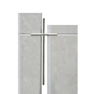 Grabstein Kalkstein hell zweiteilig mit Metall Kreuz Lavardin