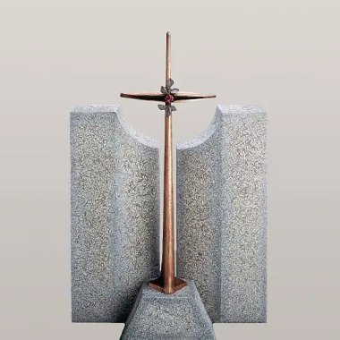 Granit Urnengrabmal mit Bronze Grabkreuz