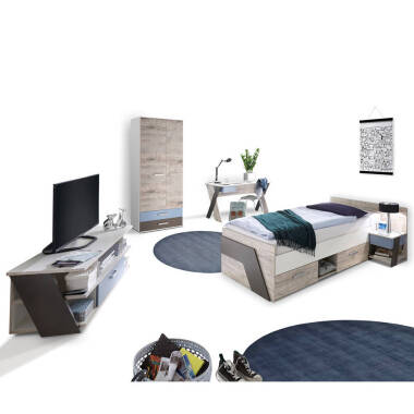 Jugendzimmer Set mit Bett 90x200 cm 5-teilig