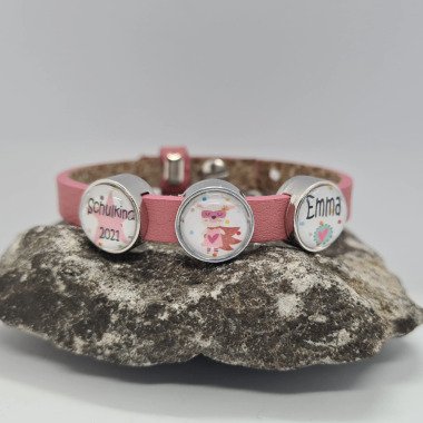Kinder Lederarmband & Armband/Lederarmband Personalisiert in Pink Mit Name