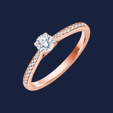 Micro Cathedral Round Pinched Ring 14k Rosegold