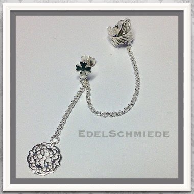 Moderne Ohrringe aus Silber & Ohrklemme Mit Ohrstecker 925 Silber Kleeblatt