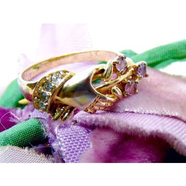 Modeschmuck Ring in Gold & Goldener Biedermeier Stil Vintage Ring, Goldring