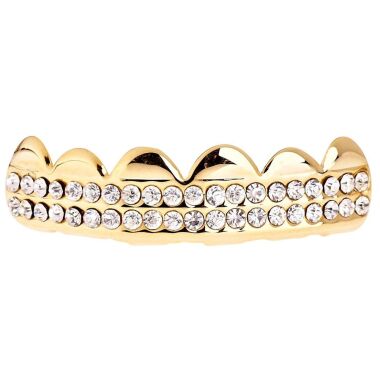 One Size Fits All Bling Grillz DOUBLE DECK TOP Gold