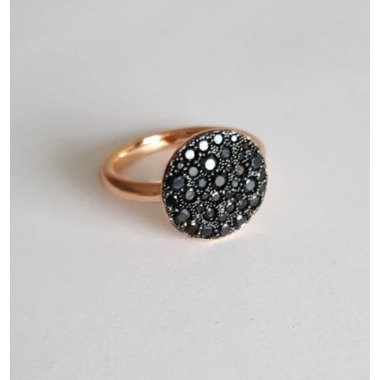 Runder Diamanten Look Ring, Münze Mikropave Schliff Statement Kristall