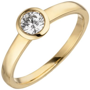 SIGO Damen Ring 585 Gold Gelbgold 1 Diamant Brillant 0,15 ct. Diamantring