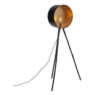 Vintage Stehlampe auf Bambusstativ schwarz