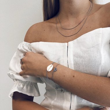 Armkette mit Anhänger aus Metall & Lotus Armband in Silber Farbe | Filigrane
