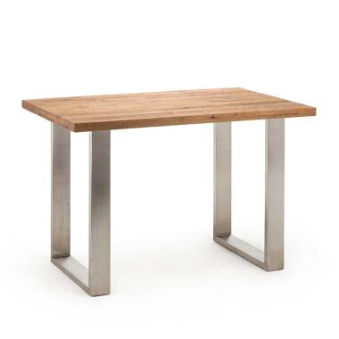 Bartisch & Echtholztisch aus Eiche Massivholz und Edelstahl 160 cm breit