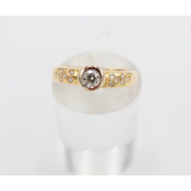 Bicolor-Ring & Eleganter Bicolor Gelb/Weiß Gold Ring 0, 32 Ct Si Brillant