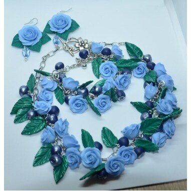 Blumen-Set, Halskette, Blumenschmuck, Geschenk Für Sie, Statement Halskette